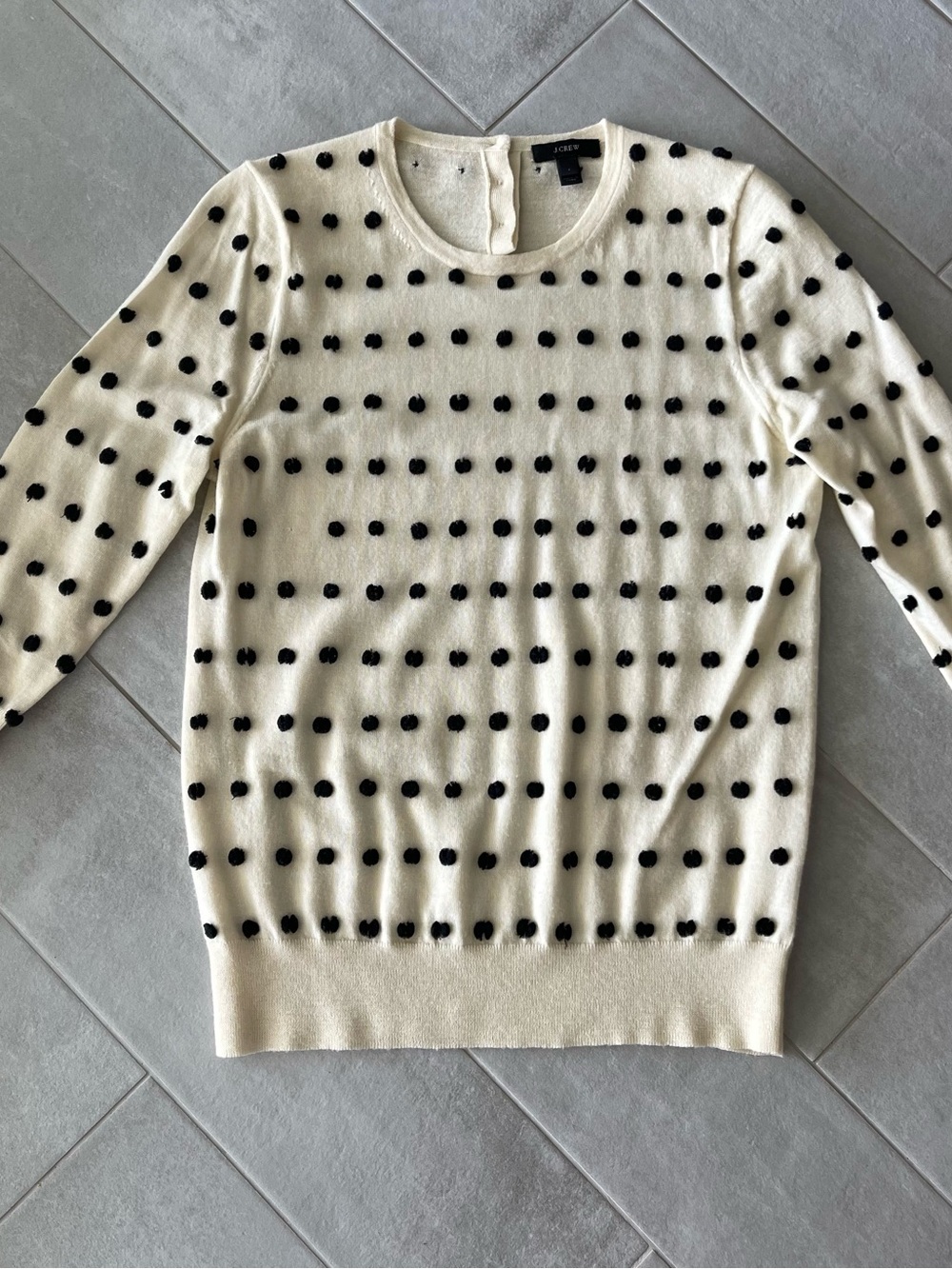J. Crew Cream Pom Pom Crewneck Sweater